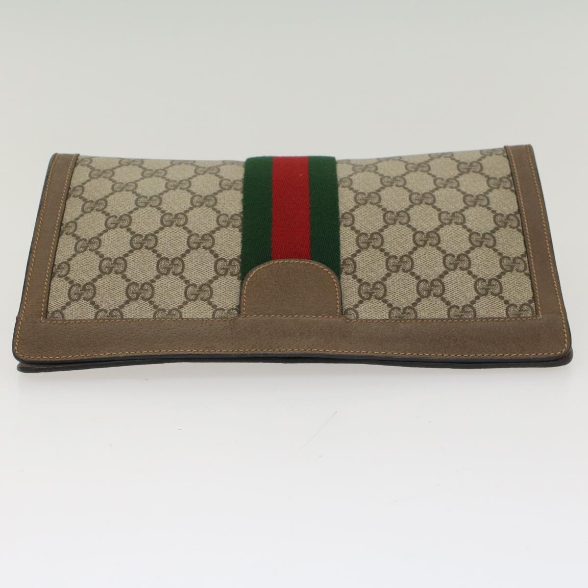 GUCCI GG Canvas Web Sherry Line Clutch Bag Beige Red 89•01•002 ep1079