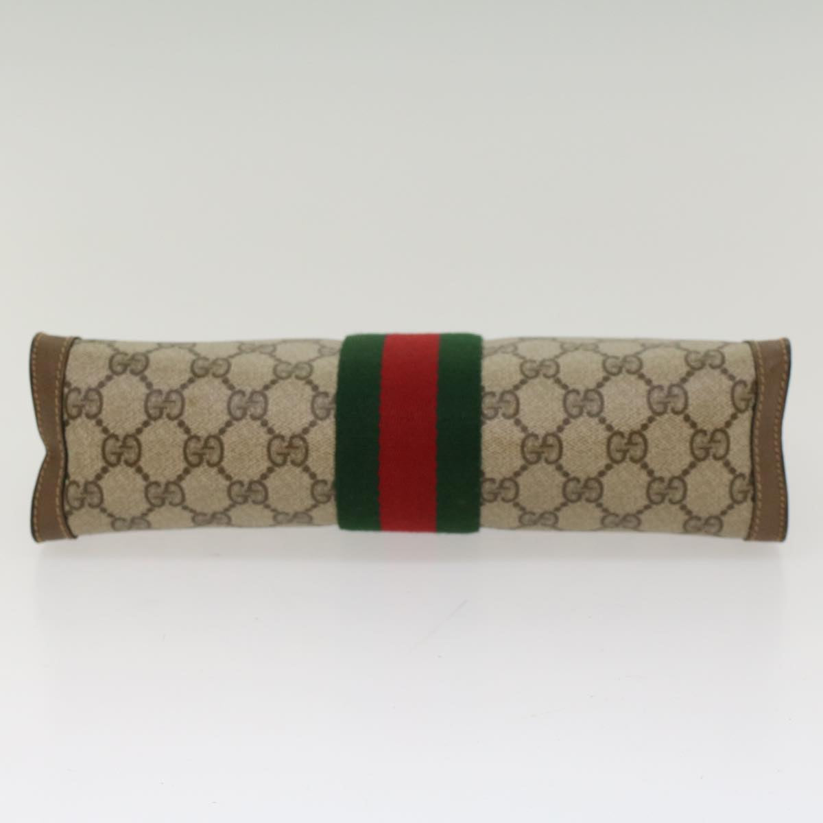 GUCCI GG Canvas Web Sherry Line Clutch Bag Beige Red 89•01•002 ep1079