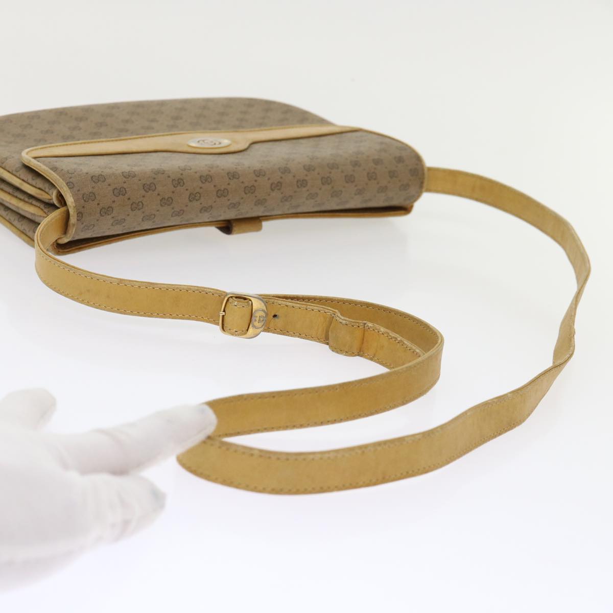 GUCCI Micro GG Canvas Shoulder Bag PVC Leather Beige 004•106•0024 ep1082