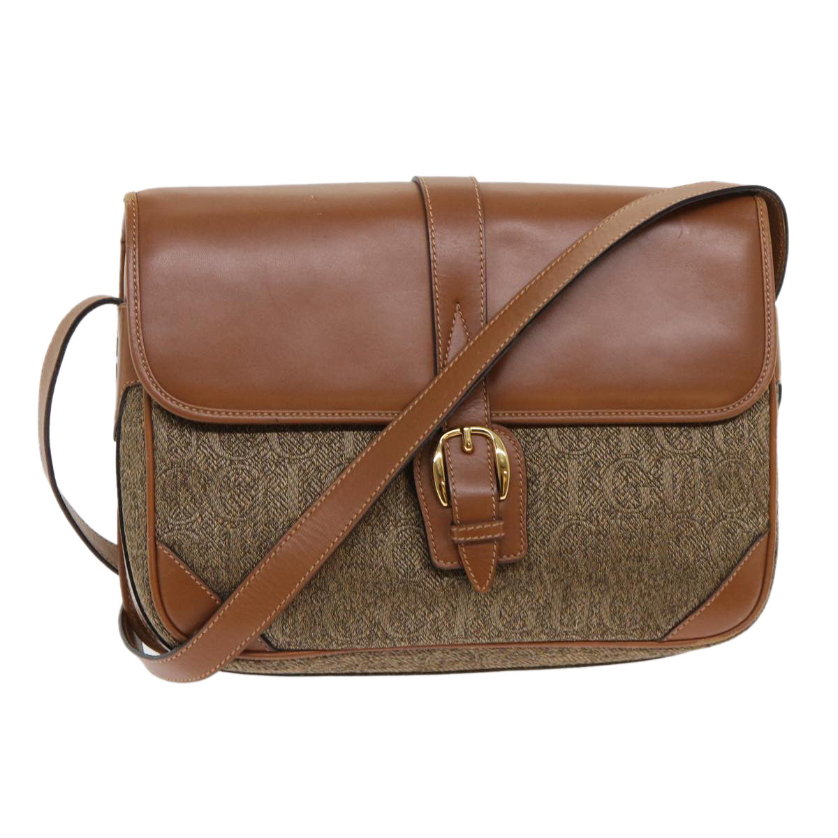 GUCCI Shoulder Bag Canvas Leather Brown 001-113-0613 ep1095