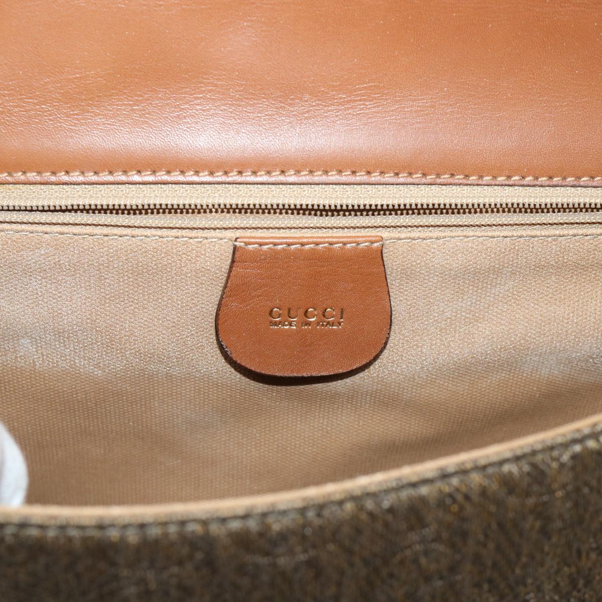 GUCCI Shoulder Bag Canvas Leather Brown 001-113-0613 ep1095