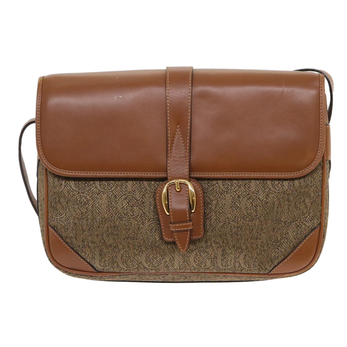 GUCCI Shoulder Bag Canvas Leather Brown 001-113-0613 ep1095