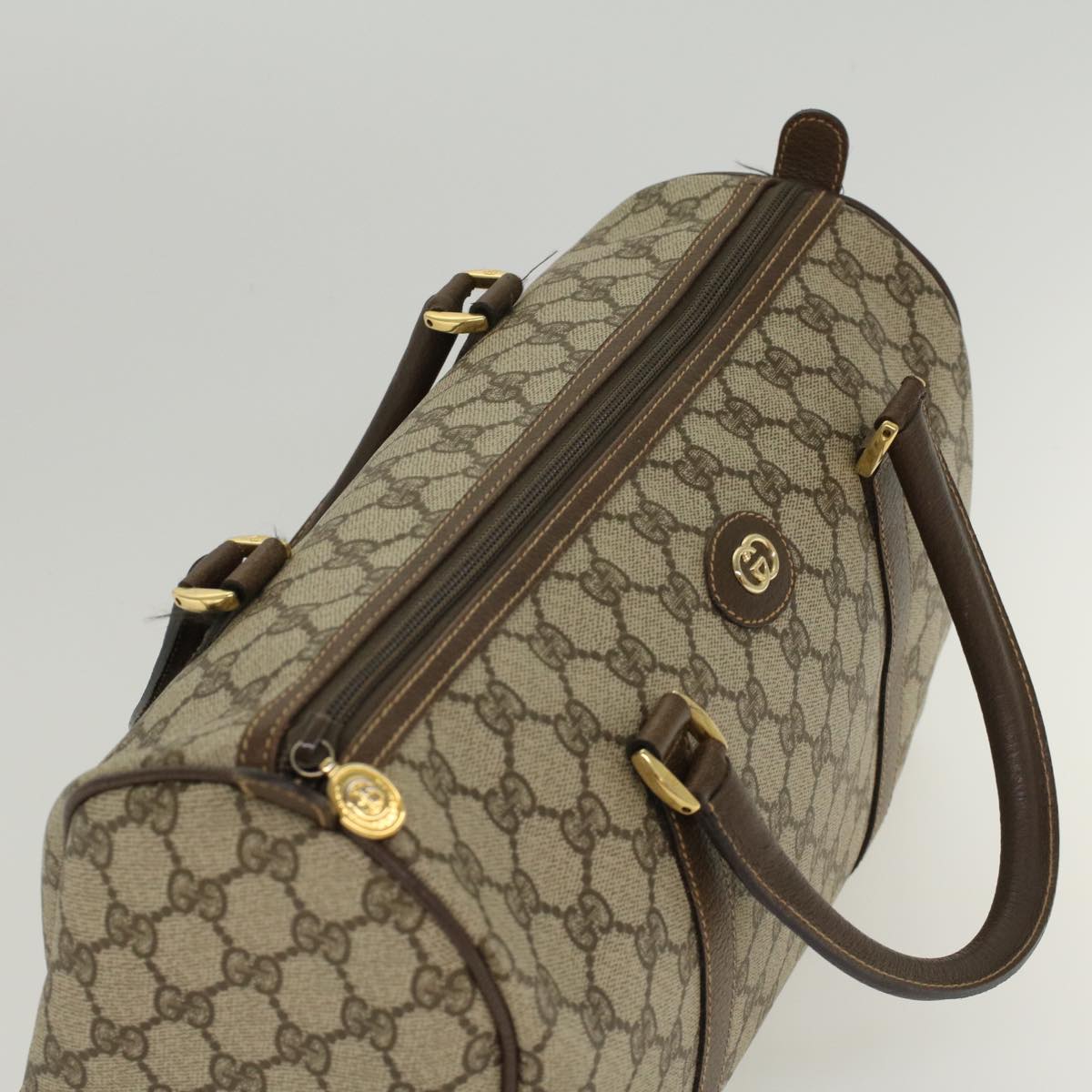 GUCCI GG Canvas Boston Bag PVC Leather Beige 002•615•0842 ep1105
