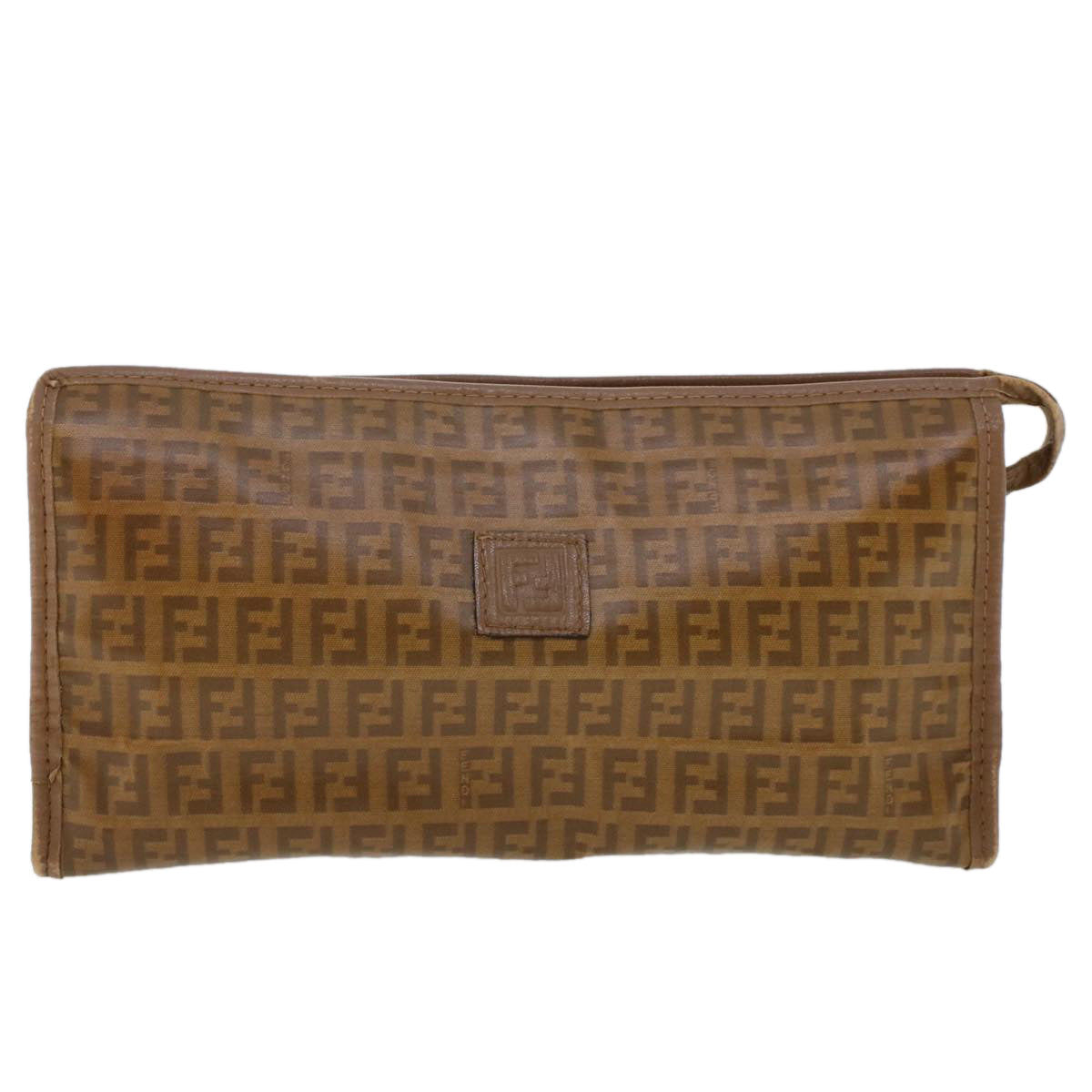 FENDI Zucchino Canvas Clutch Bag Brown ep1106