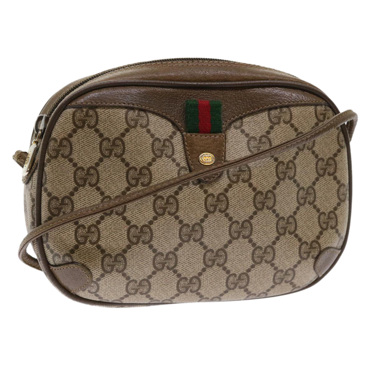 GUCCI GG Canvas Web Sherry Line Shoulder Bag Beige Red 89.02.066 ep1110