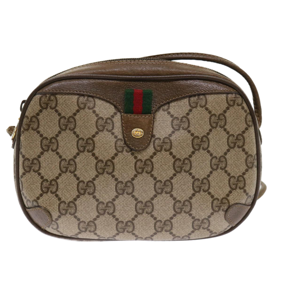 GUCCI GG Canvas Web Sherry Line Shoulder Bag Beige Red 89.02.066 ep1110