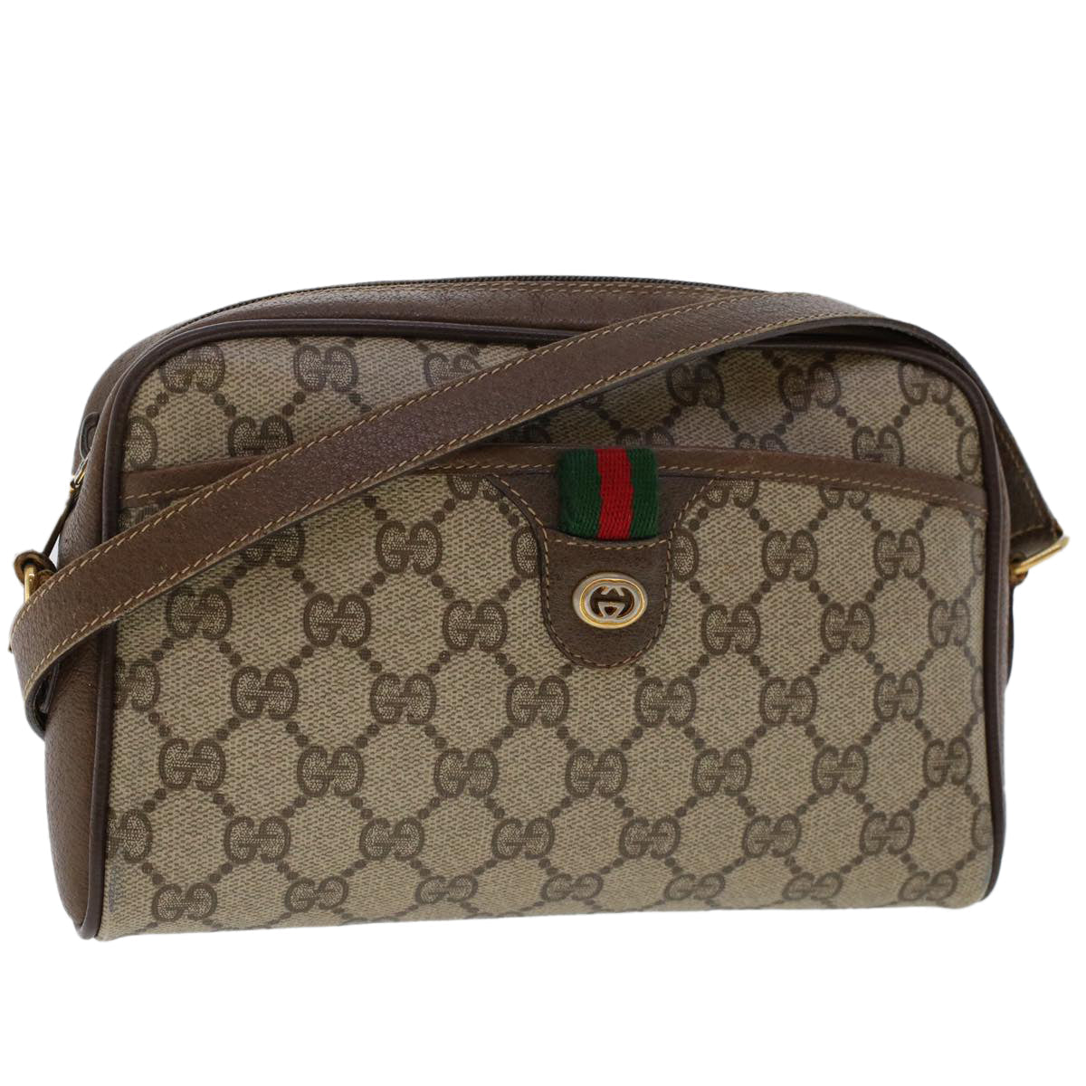 GUCCI GG Canvas Web Sherry Line Shoulder Bag Beige Red 116.02.089 ep1118