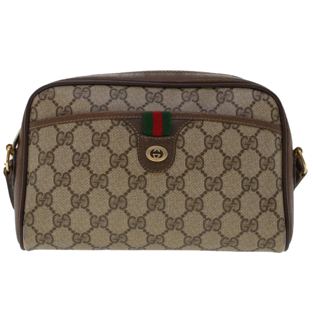 GUCCI GG Canvas Web Sherry Line Shoulder Bag Beige Red 116.02.089 ep1118