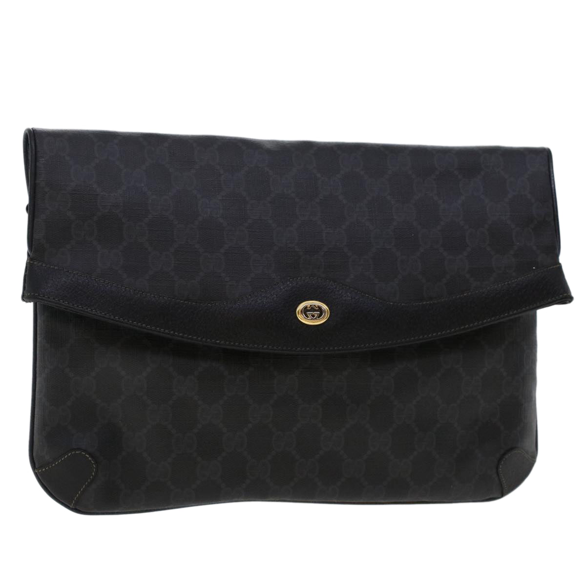 GUCCI GG Canvas Clutch Bag PVC Leather Black 156.02.075 ep1120