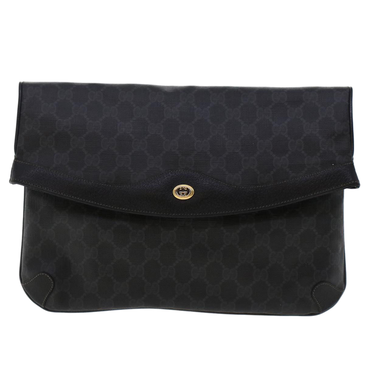 GUCCI GG Canvas Clutch Bag PVC Leather Black 156.02.075 ep1120