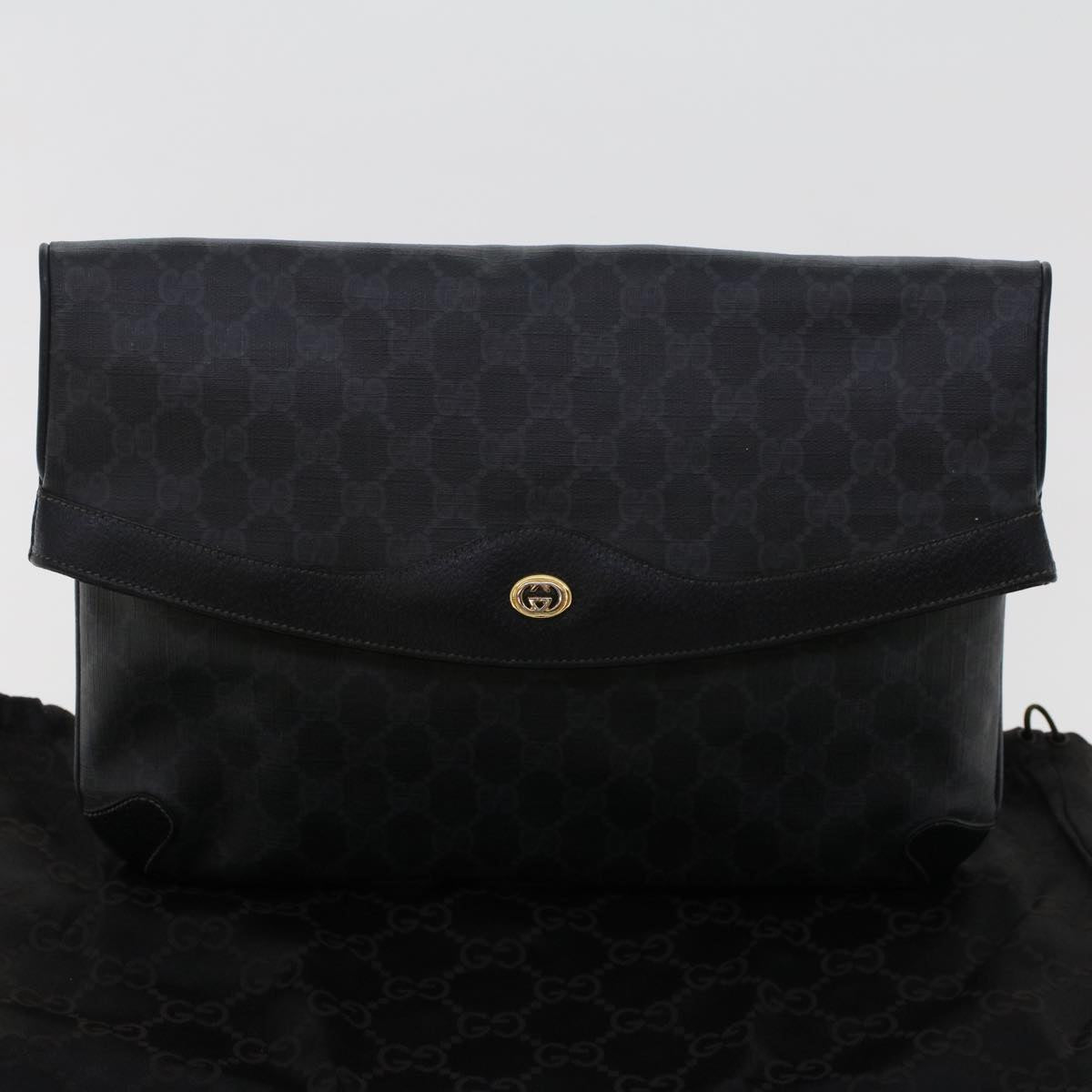 GUCCI GG Canvas Clutch Bag PVC Leather Black 156.02.075 ep1120