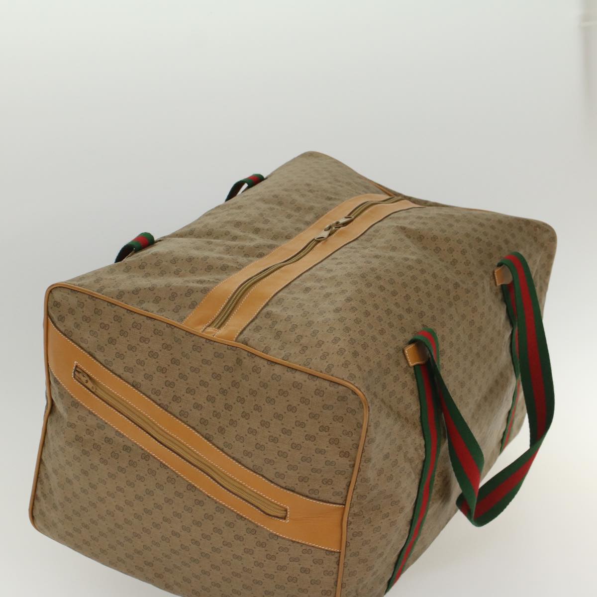 GUCCI Micro GG Canvas Web Sherry Line Boston Bag Beige Red Green ep1122