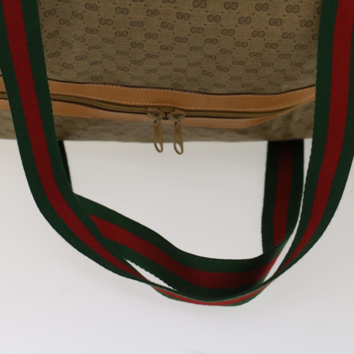 GUCCI Micro GG Canvas Web Sherry Line Boston Bag Beige Red Green ep1122