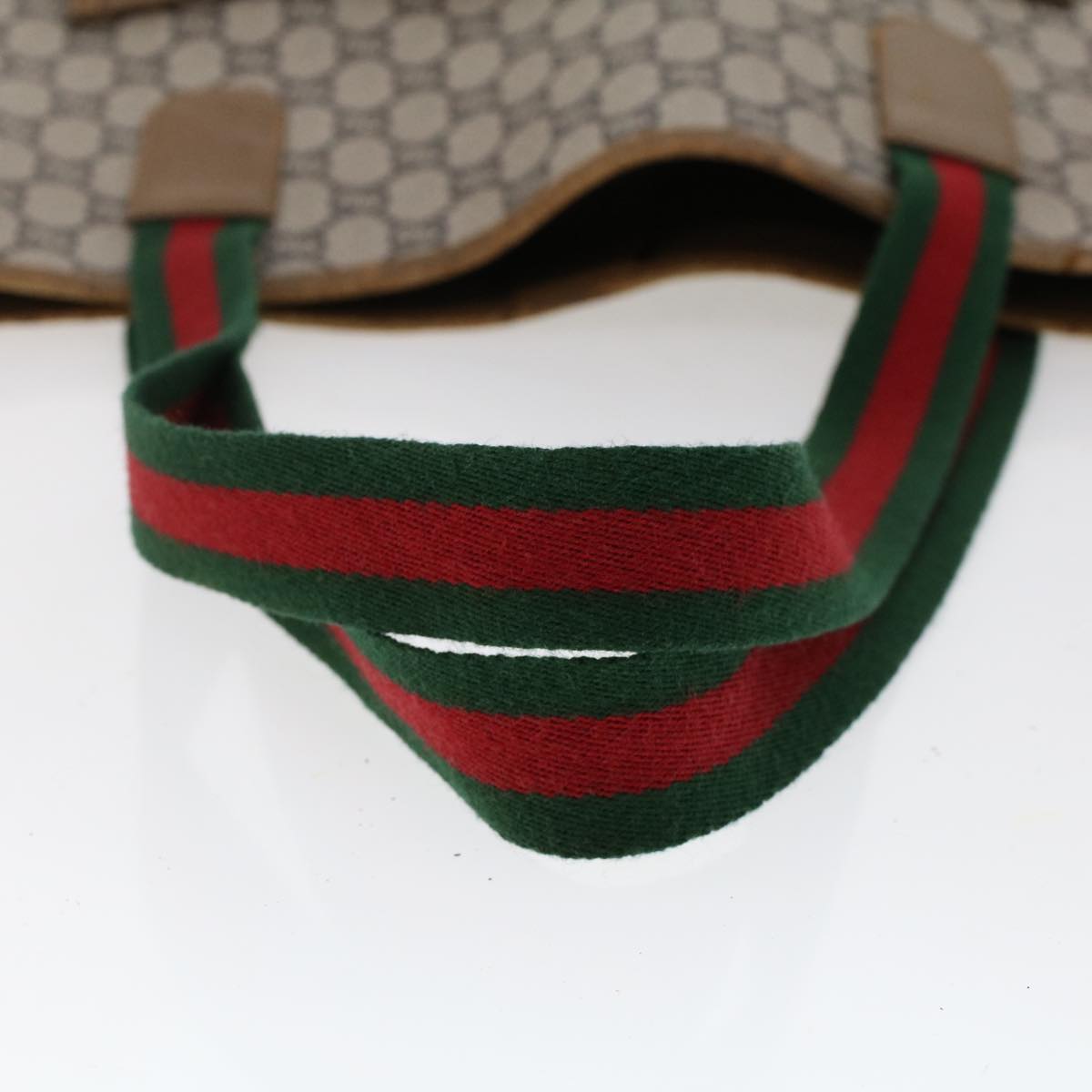 GUCCI GG Plus Canvas Web Sherry Line Tote Bag Beige Red Green ep1126