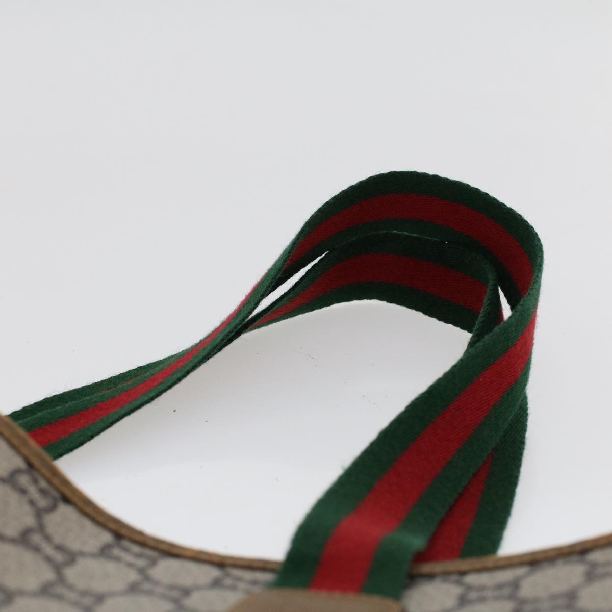 GUCCI GG Plus Canvas Web Sherry Line Tote Bag Beige Red Green ep1126