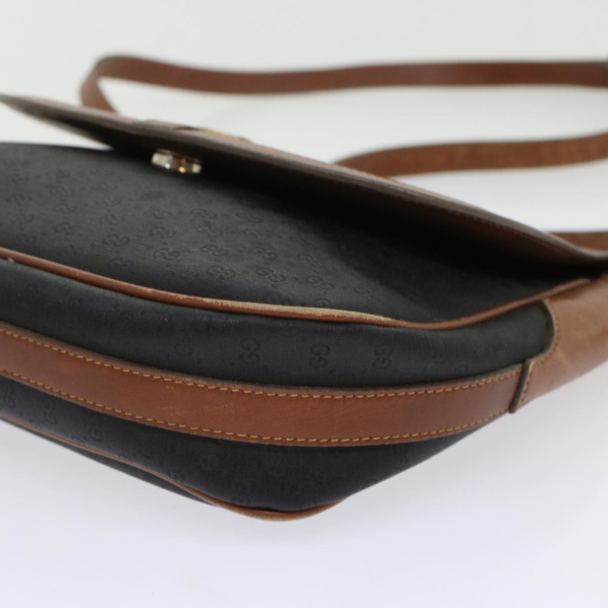 GUCCI Micro GG Canvas Shoulder Bag PVC Leather Black ep1178