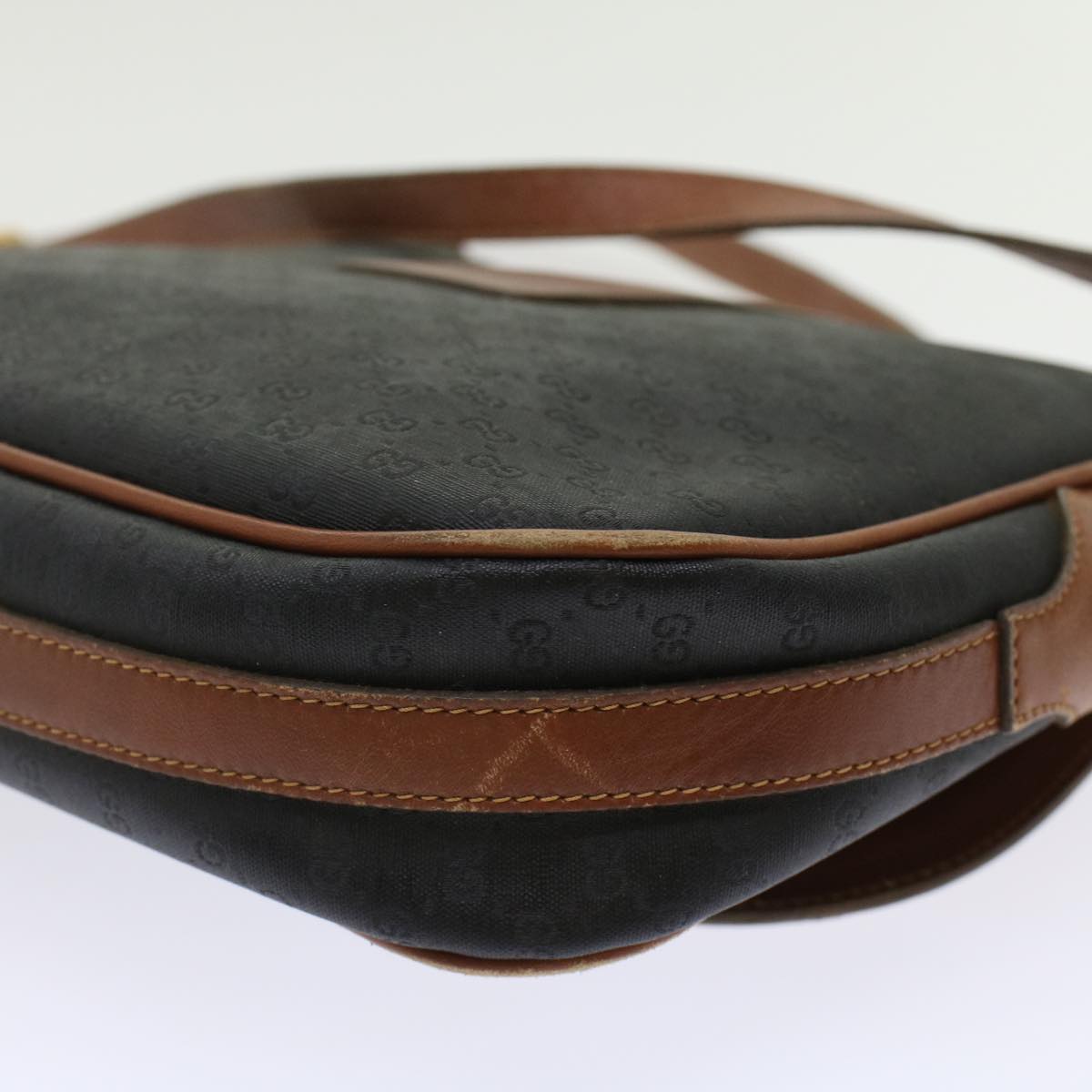 GUCCI Micro GG Canvas Shoulder Bag PVC Leather Black ep1178
