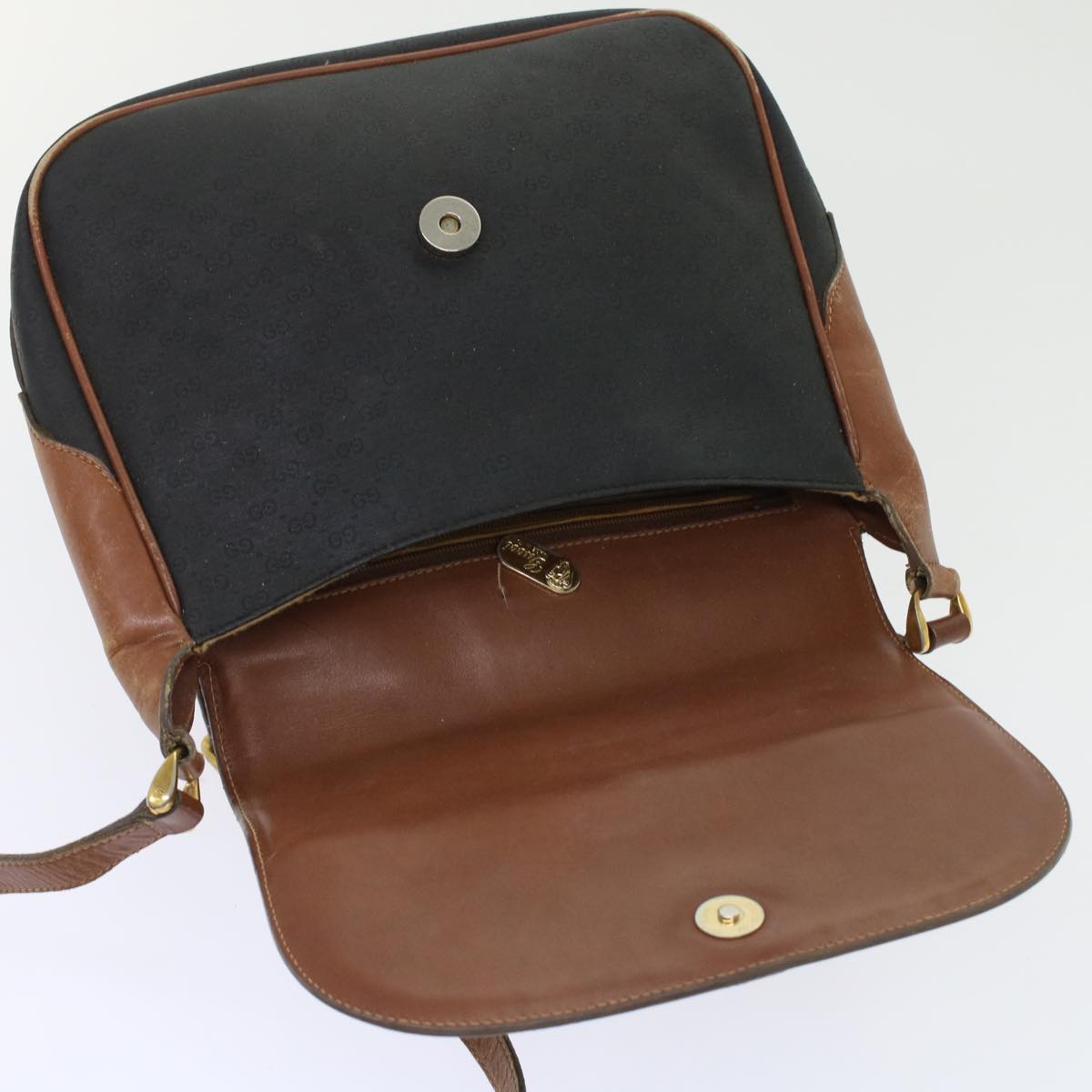 GUCCI Micro GG Canvas Shoulder Bag PVC Leather Black ep1178