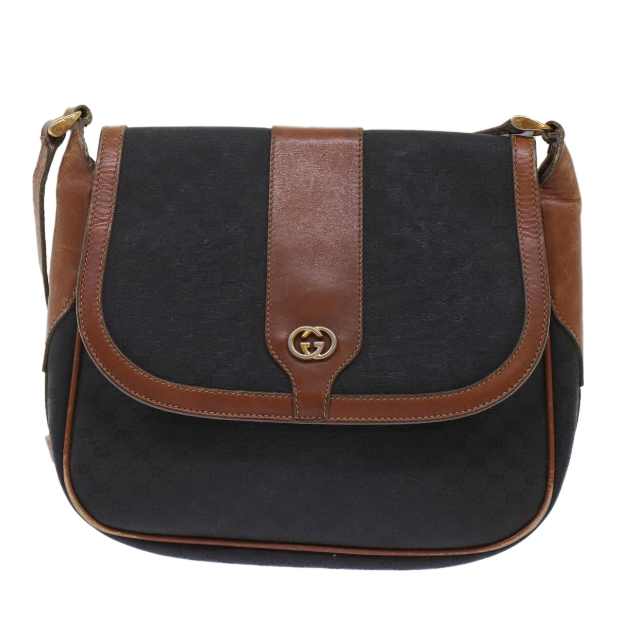 GUCCI Micro GG Canvas Shoulder Bag PVC Leather Black ep1178