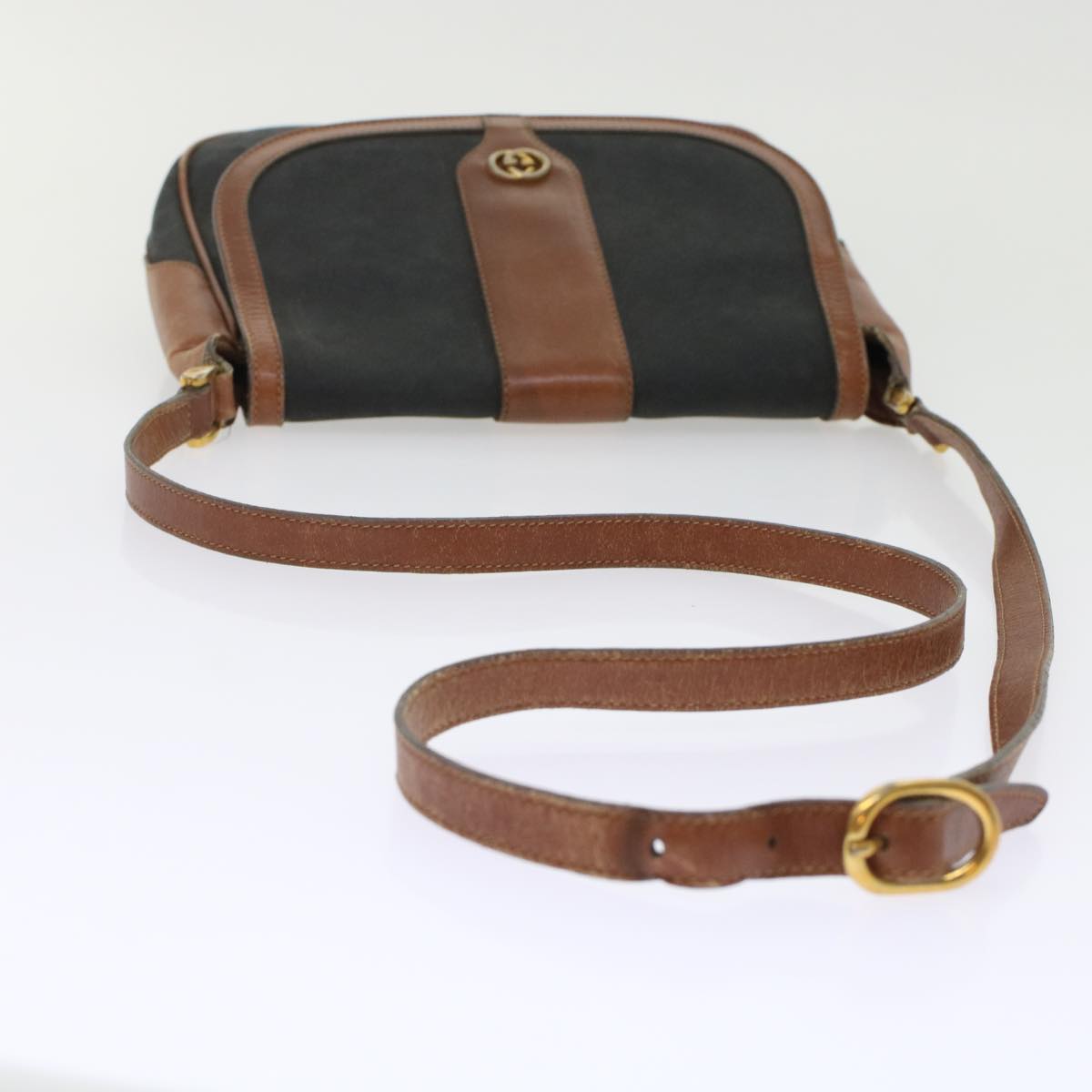 GUCCI Micro GG Canvas Shoulder Bag PVC Leather Black ep1178