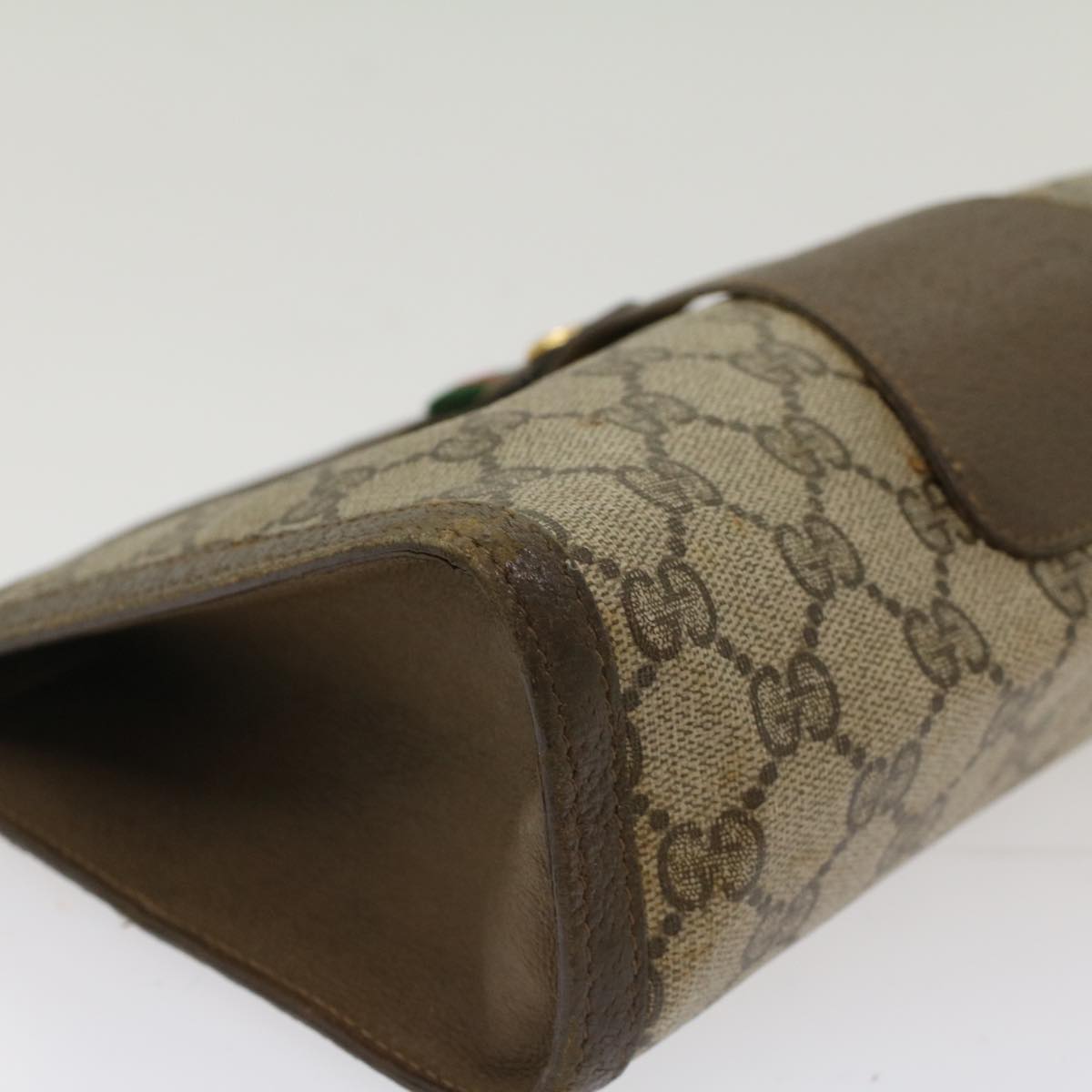 GUCCI GG Canvas Web Sherry Line Clutch Bag Beige Red 56•01•012 ep1196