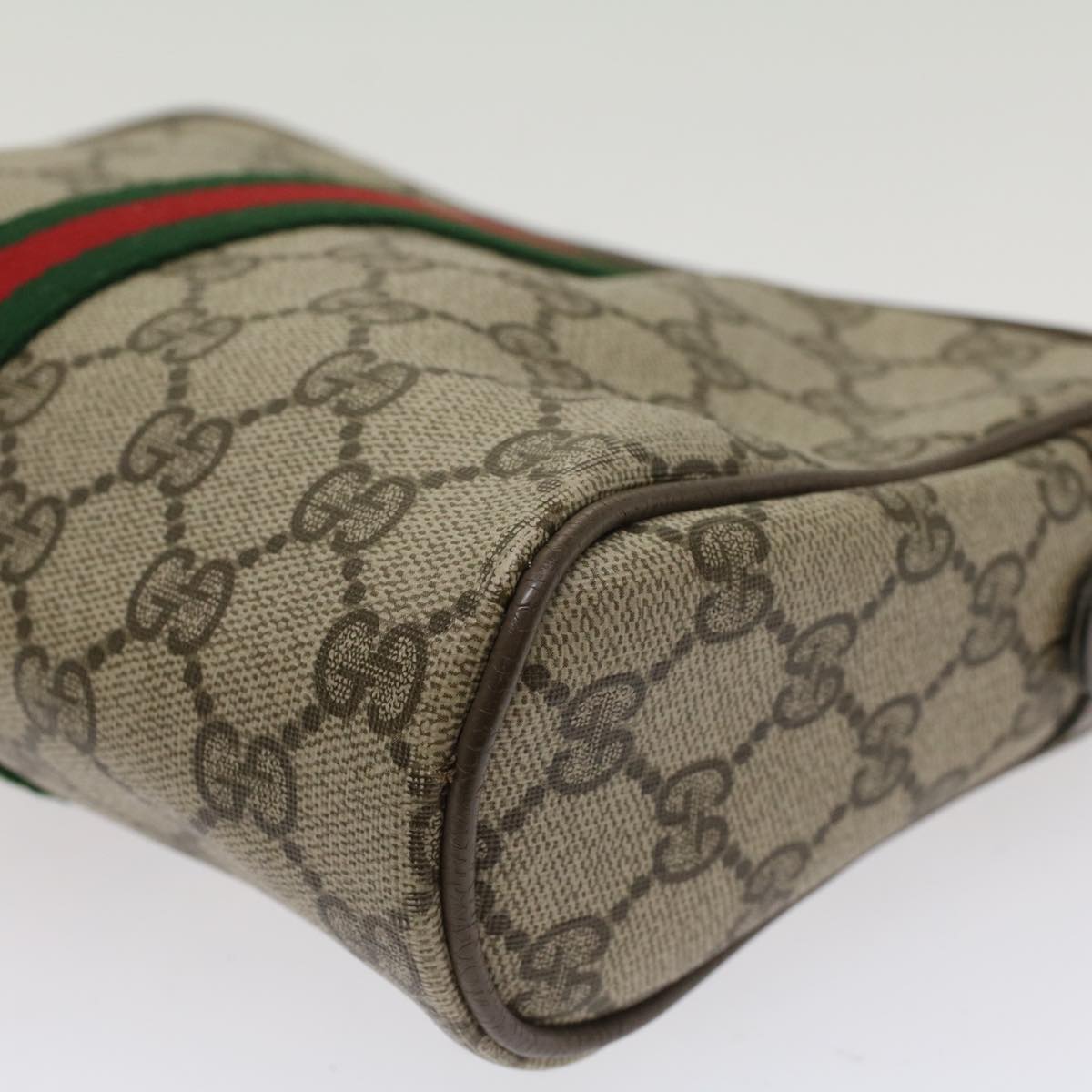 GUCCI GG Canvas Web Sherry Line Clutch Bag Beige Red 22•01•012 ep1227