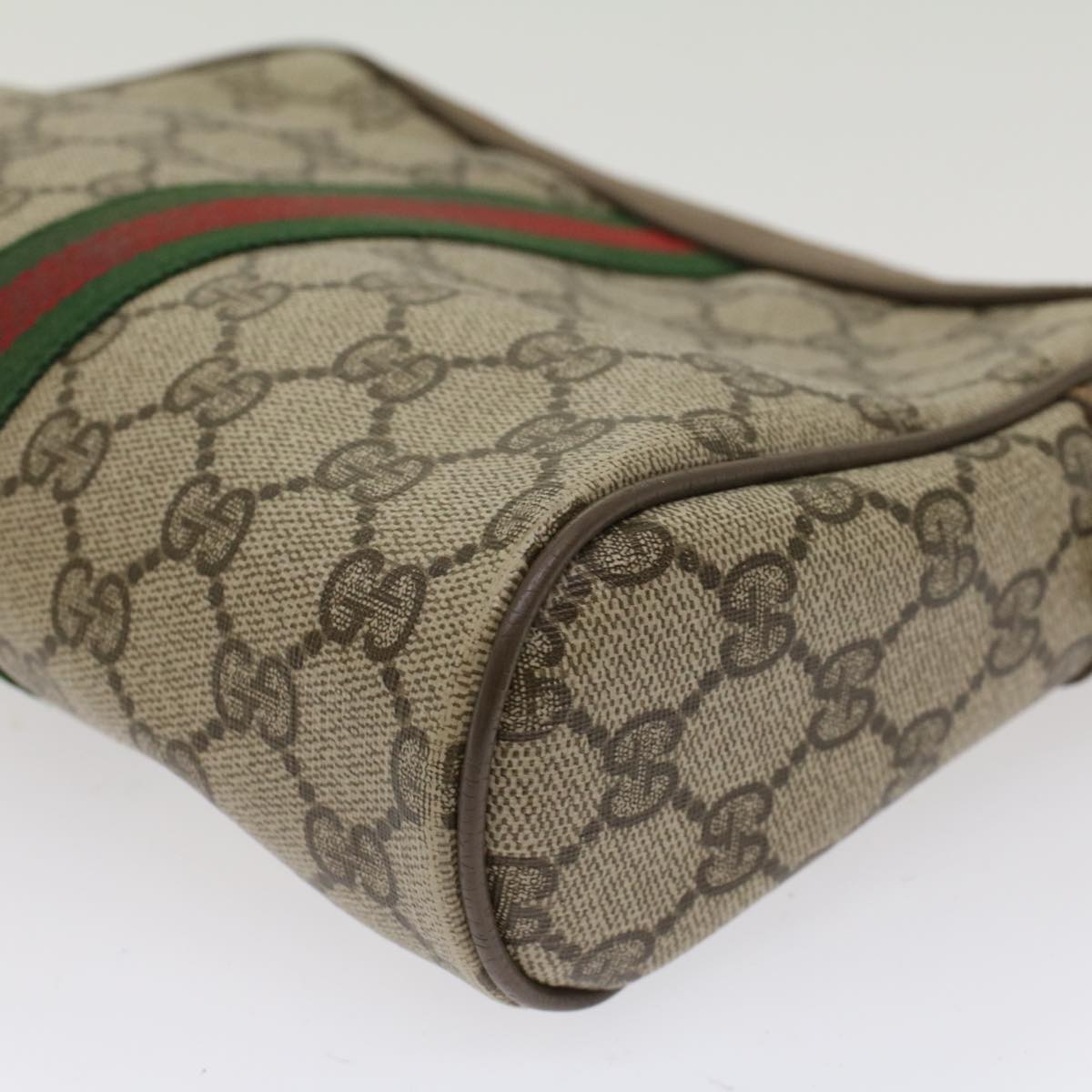GUCCI GG Canvas Web Sherry Line Clutch Bag Beige Red 89•01•012 ep1243