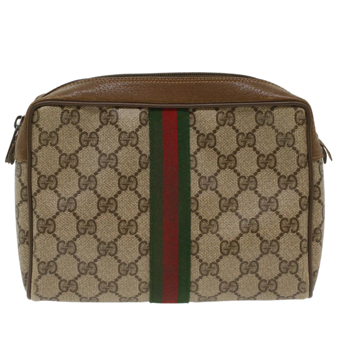 GUCCI GG Canvas Web Sherry Line Clutch Bag Beige Red 89•01•012 ep1243