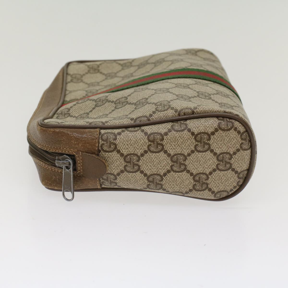 GUCCI GG Canvas Web Sherry Line Clutch Bag Beige Red 89•01•012 ep1243