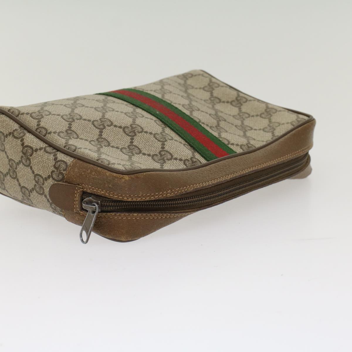 GUCCI GG Canvas Web Sherry Line Clutch Bag Beige Red 89•01•012 ep1243