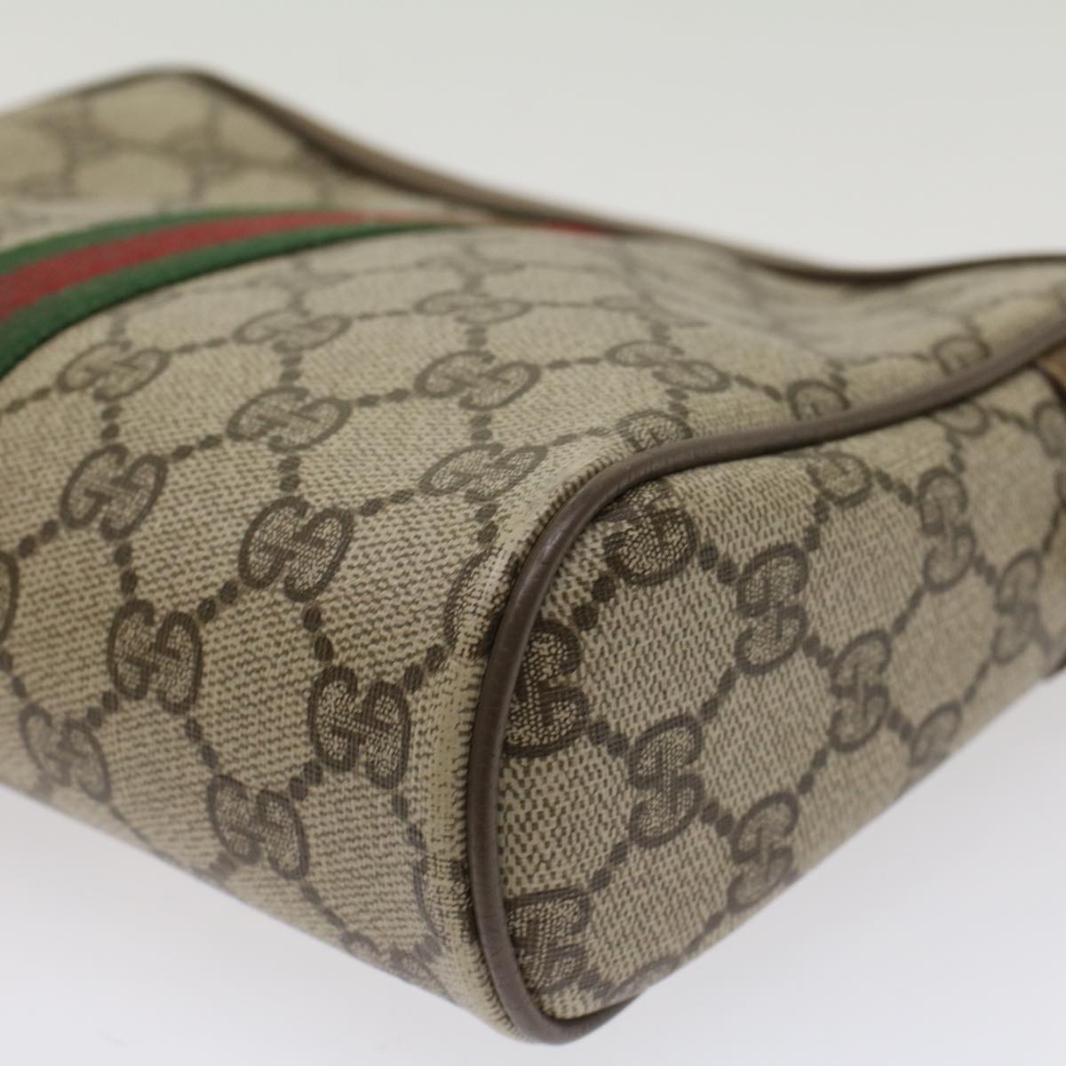 GUCCI GG Canvas Web Sherry Line Clutch Bag Beige Red 89•01•012 ep1243
