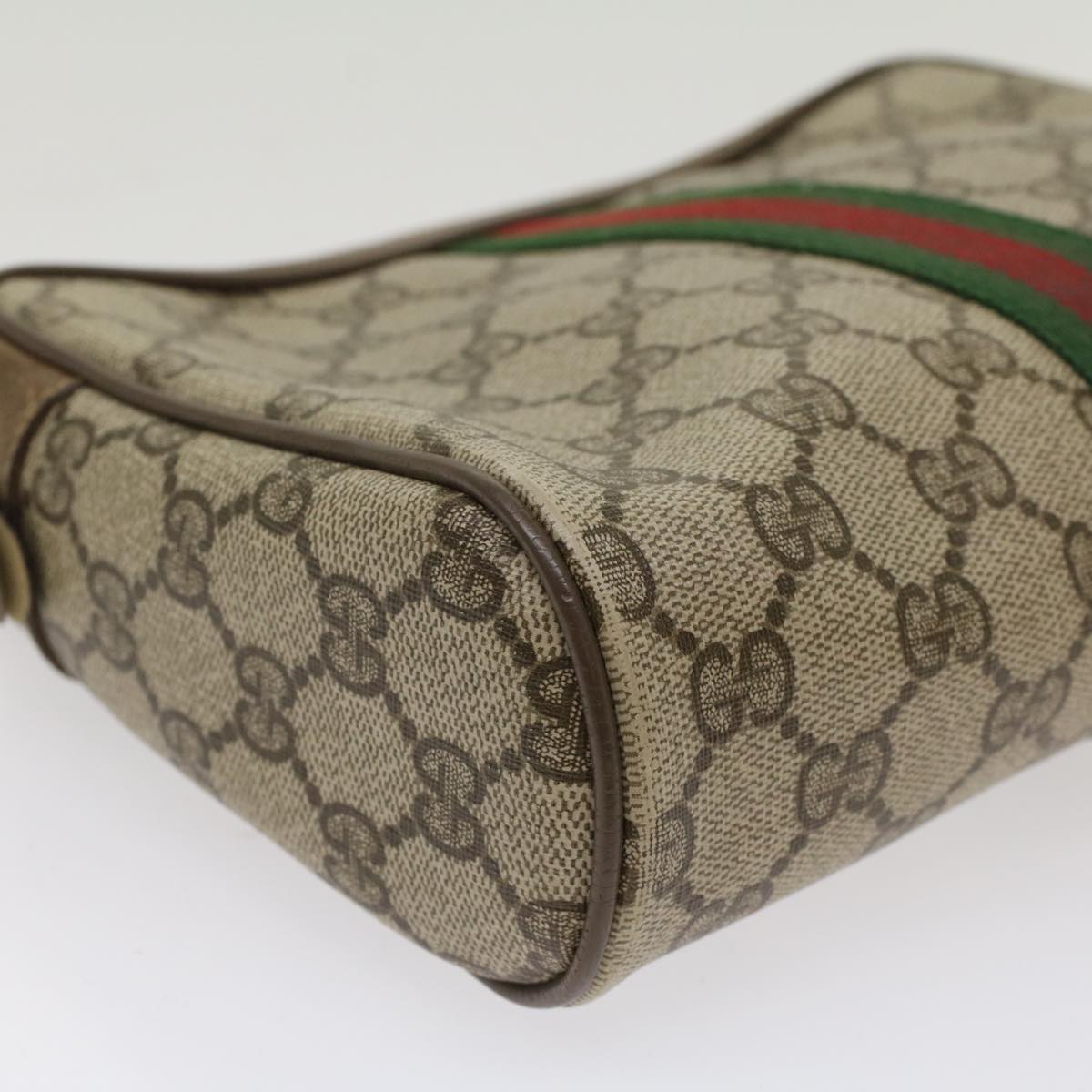 GUCCI GG Canvas Web Sherry Line Clutch Bag Beige Red 89•01•012 ep1243