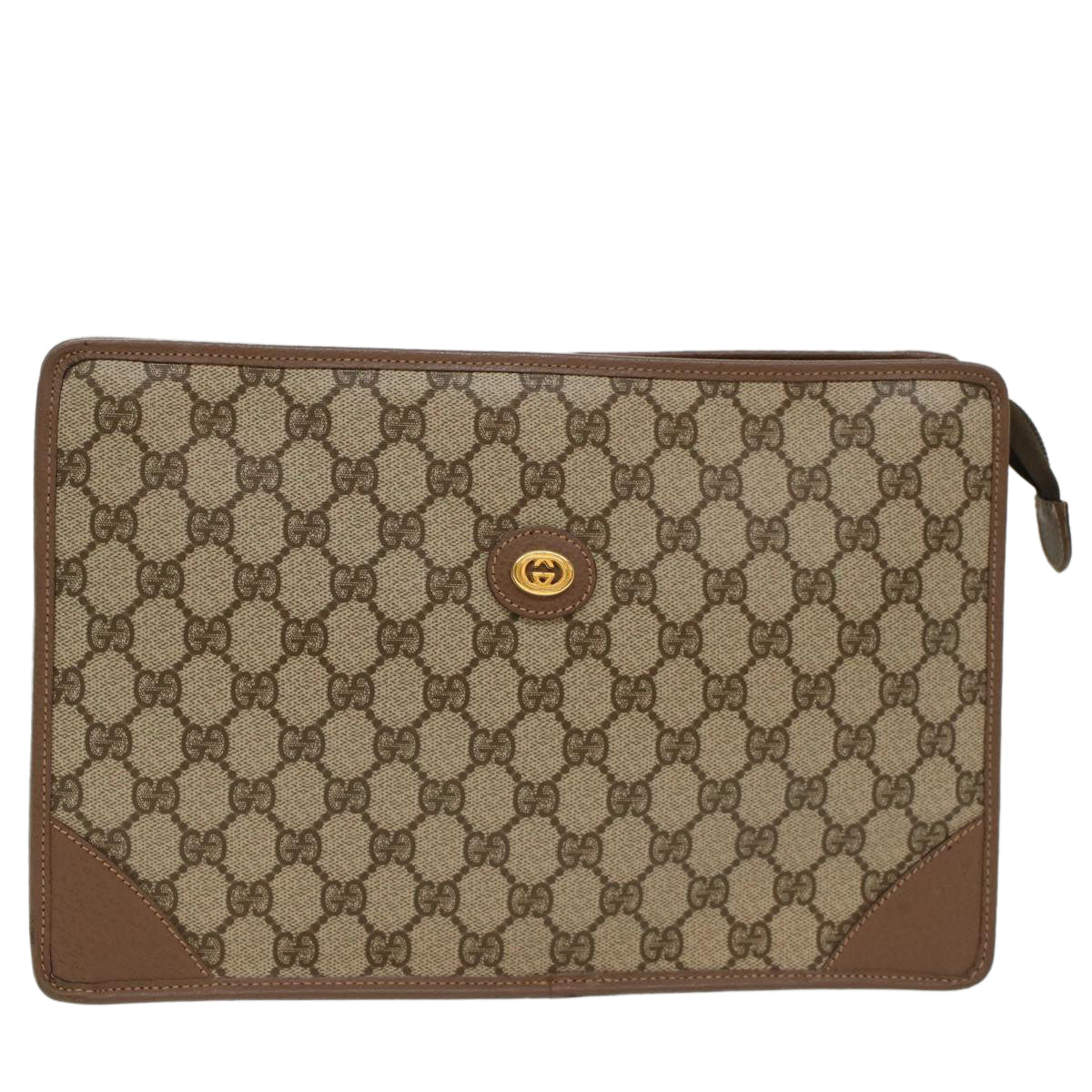 GUCCI GG Canvas Clutch Bag PVC Leather Beige 014-270-6053 ep1244