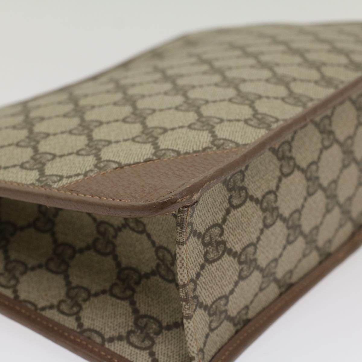 GUCCI GG Canvas Clutch Bag PVC Leather Beige 014-270-6053 ep1244