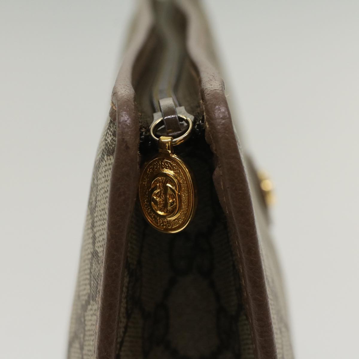 GUCCI GG Canvas Clutch Bag PVC Leather Beige 014-270-6053 ep1244