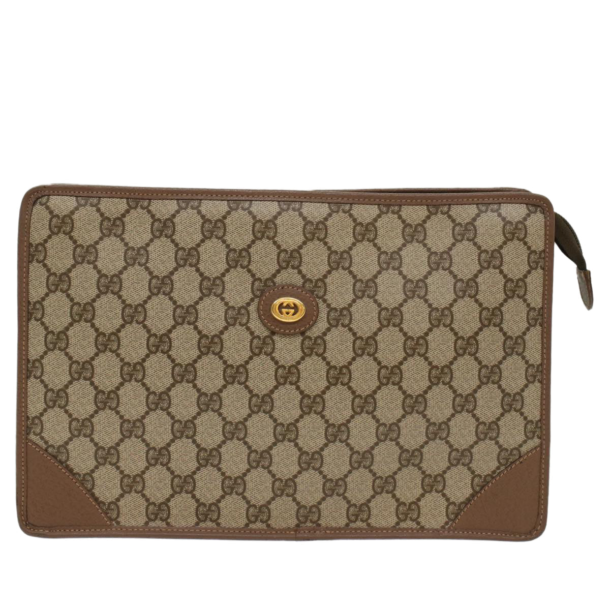 GUCCI GG Canvas Clutch Bag PVC Leather Beige 014-270-6053 ep1244
