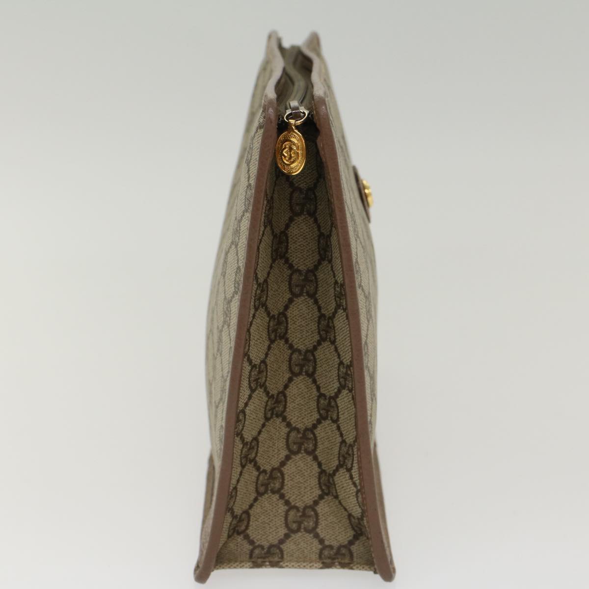 GUCCI GG Canvas Clutch Bag PVC Leather Beige 014-270-6053 ep1244
