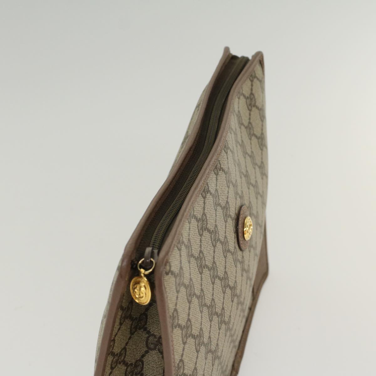 GUCCI GG Canvas Clutch Bag PVC Leather Beige 014-270-6053 ep1244