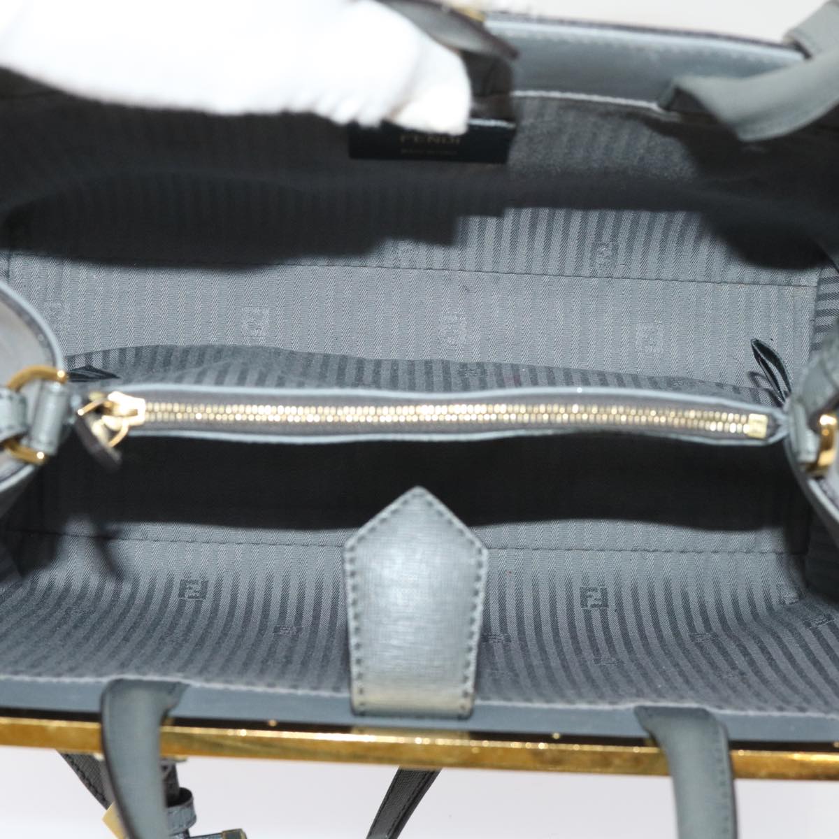 FENDI To Joule Hand Bag Leather 2way Gray ep1294
