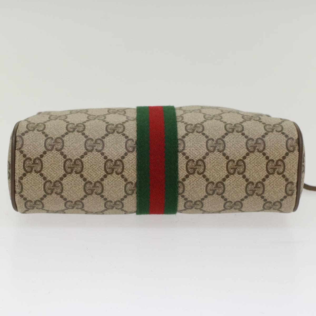 GUCCI GG Canvas Web Sherry Line Clutch Bag PVC Leather Beige Red ep1297