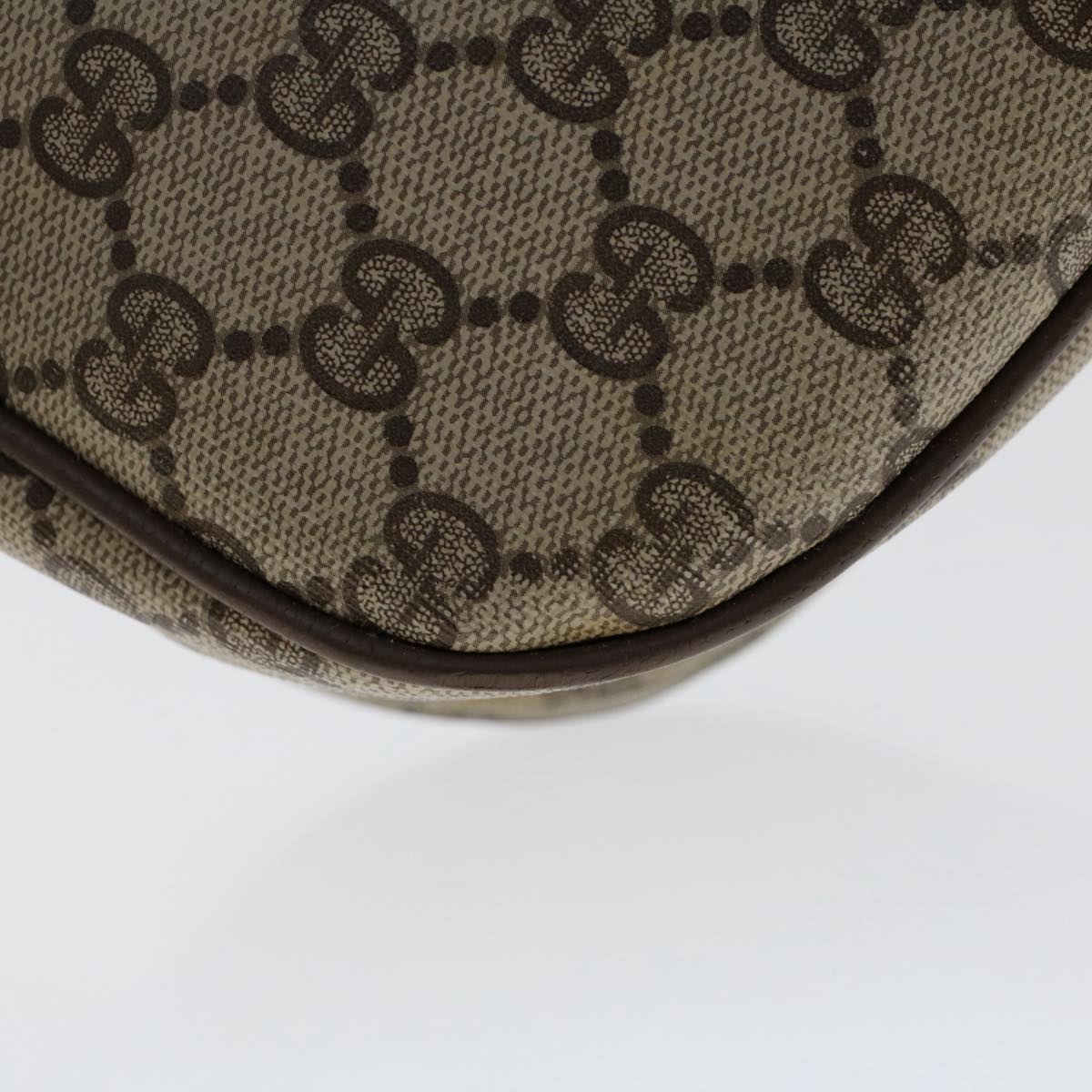 GUCCI GG Canvas Web Sherry Line Shoulder Bag PVC Leather Beige Red ep1330