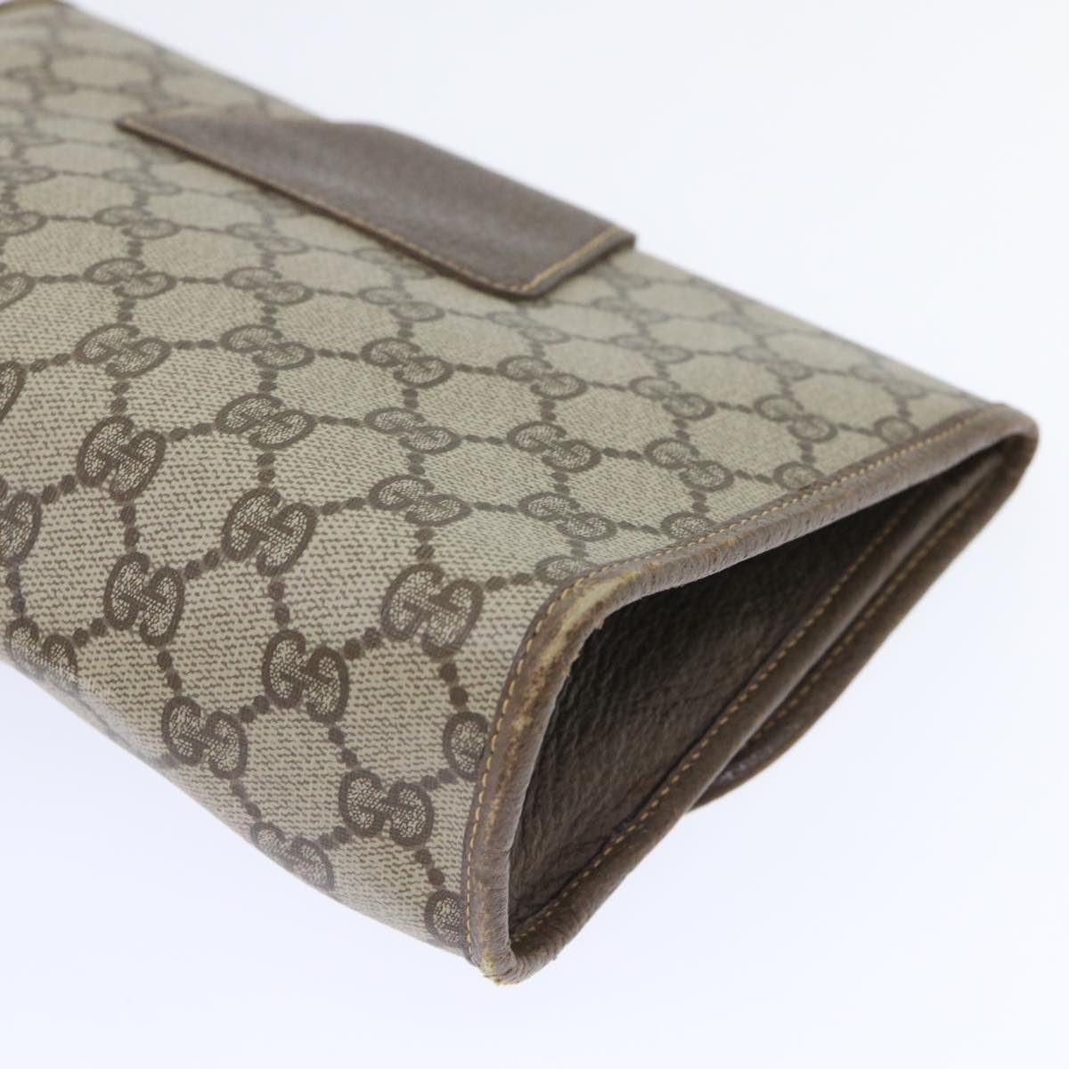 GUCCI GG Canvas Web Sherry Line Clutch Bag PVC Leather Beige Red ep1335