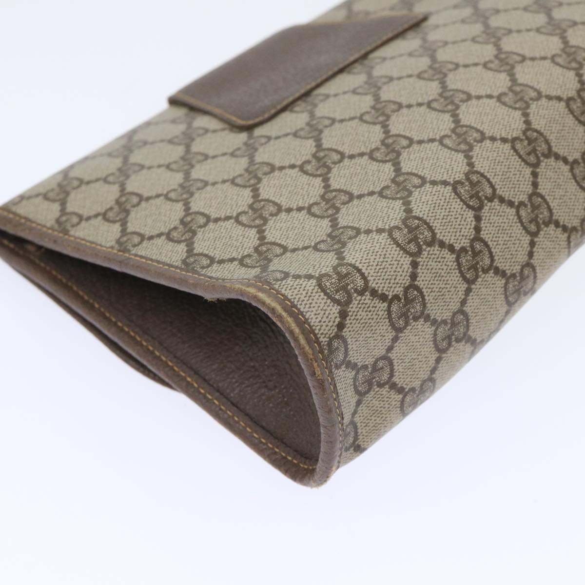 GUCCI GG Canvas Web Sherry Line Clutch Bag PVC Leather Beige Red ep1335