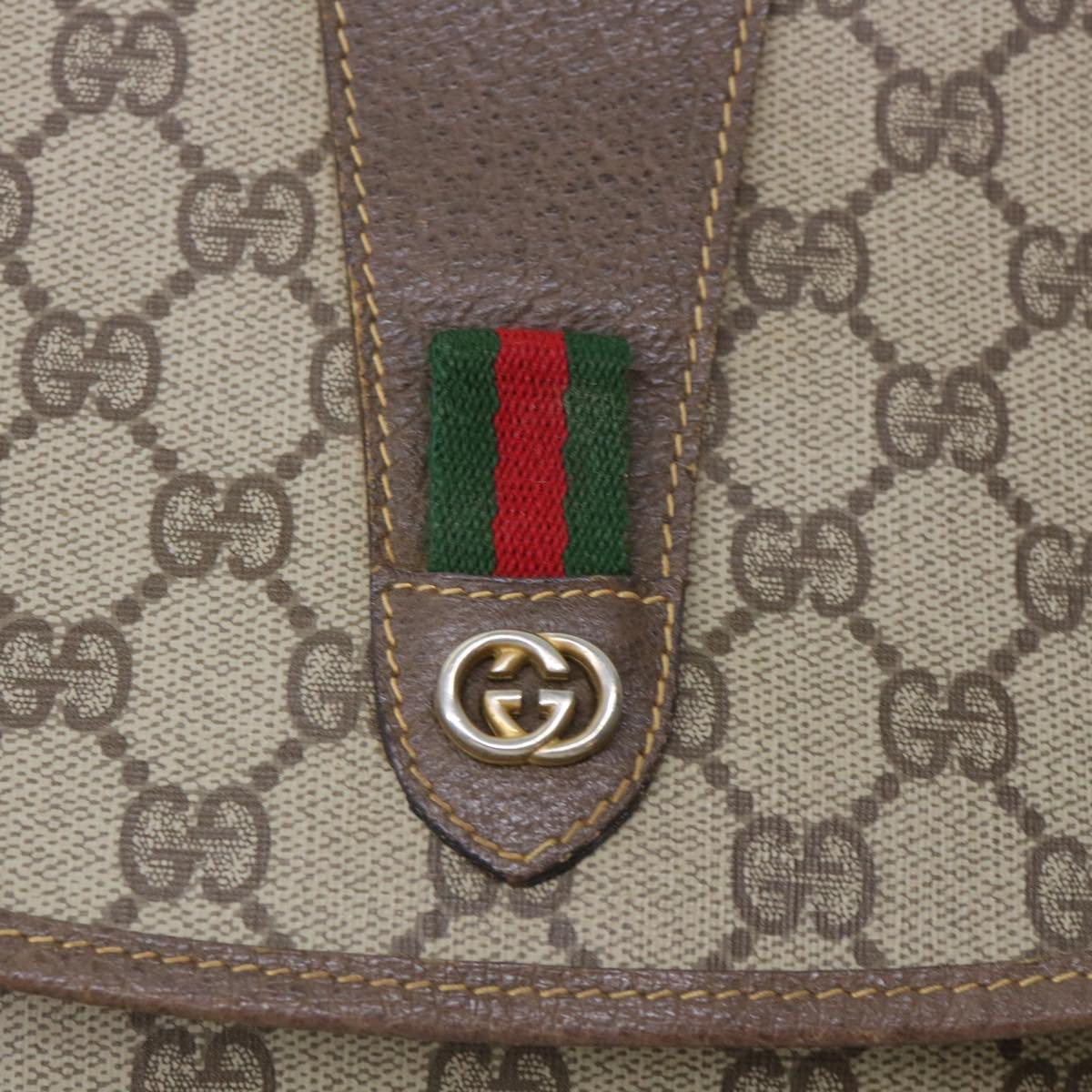 GUCCI GG Canvas Web Sherry Line Clutch Bag PVC Leather Beige Red ep1335
