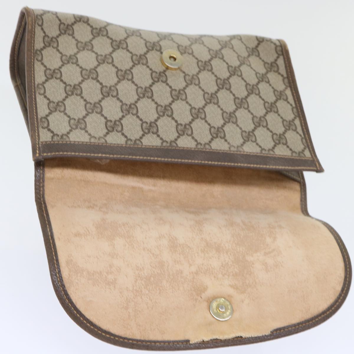 GUCCI GG Canvas Web Sherry Line Clutch Bag PVC Leather Beige Red ep1335