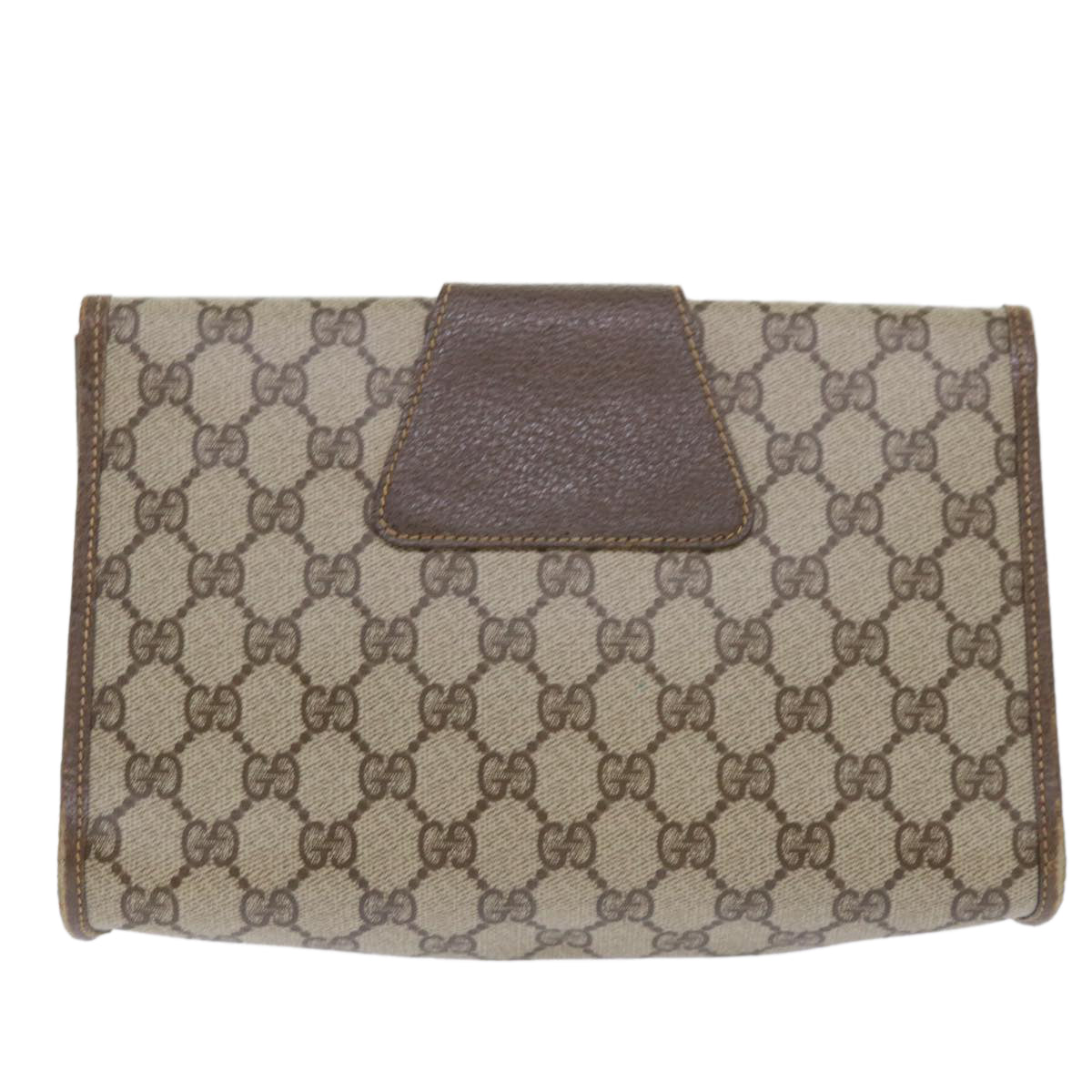 GUCCI GG Canvas Web Sherry Line Clutch Bag PVC Leather Beige Red ep1335