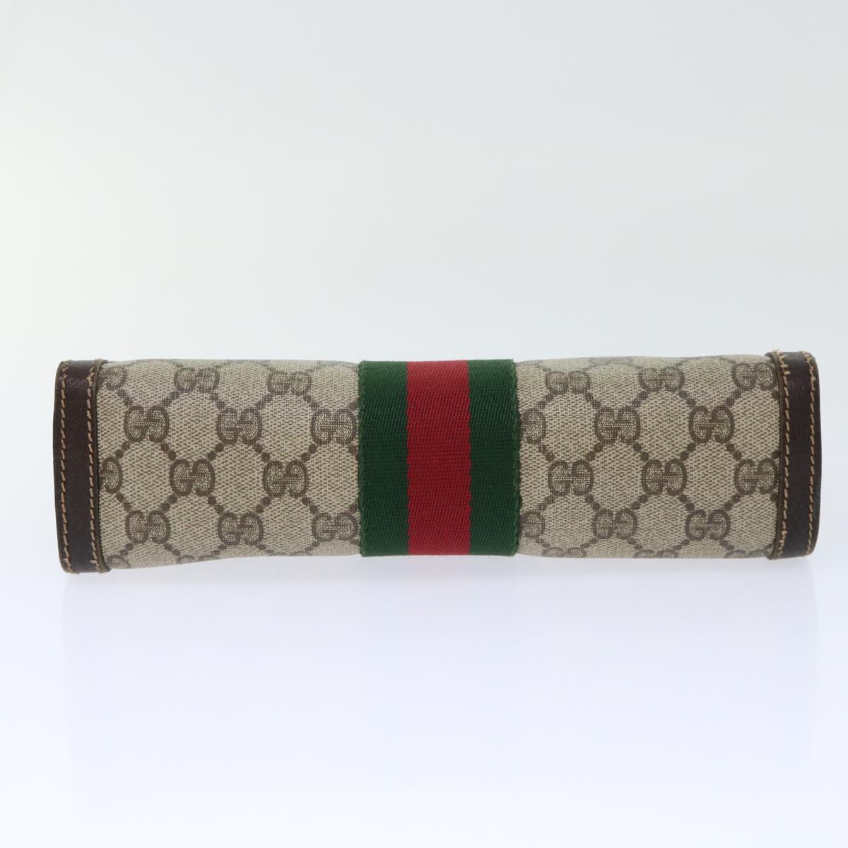 GUCCI GG Canvas Web Sherry Line Clutch Bag PVC Leather Beige Red ep1343