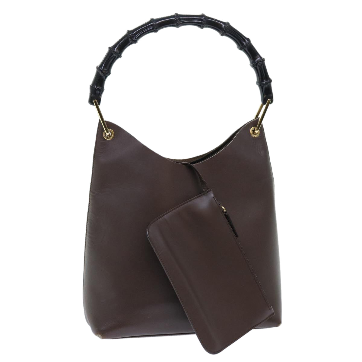 GUCCI Bamboo Shoulder Bag Leather Brown 001-2113-1880 ep1356