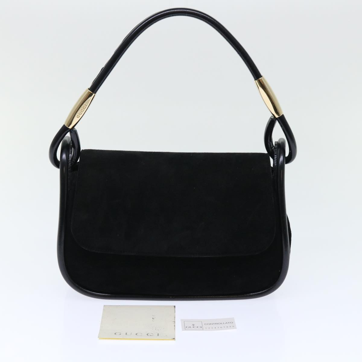 GUCCI Shoulder Bag Suede Black 001•2684•177 ep1357