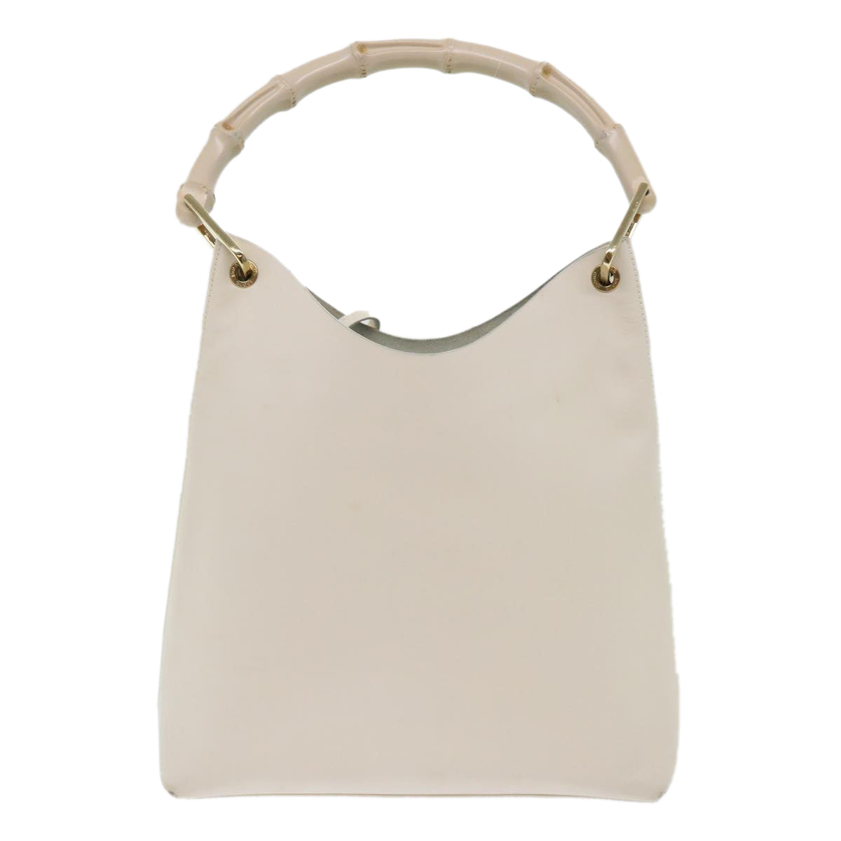 GUCCI Bamboo Shoulder Bag Leather White 001-2113-1880 ep1363